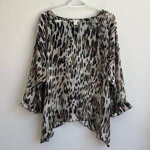 Chico’s Leopard Print Black Lace Blouse Size 2